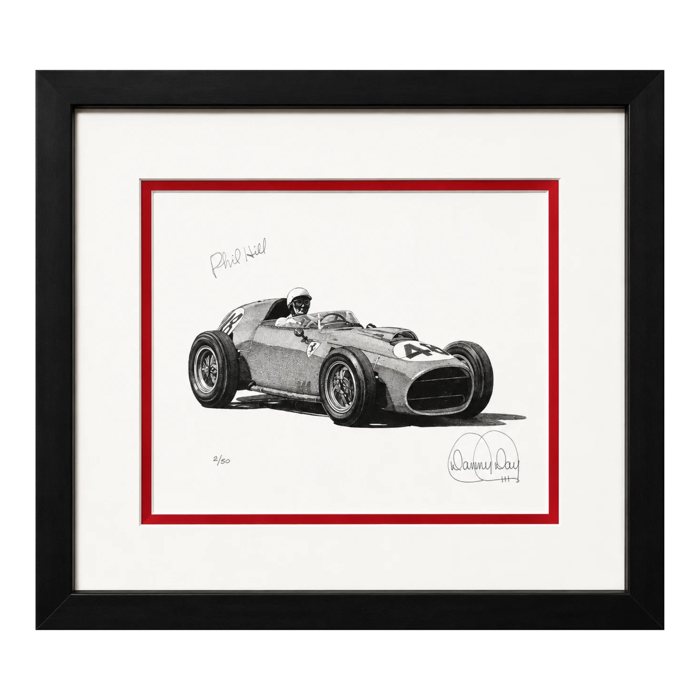 Ferrari Dino 246 F1 Formula One Lithograph Signed by Phil Hill | Danny Day Artwork
