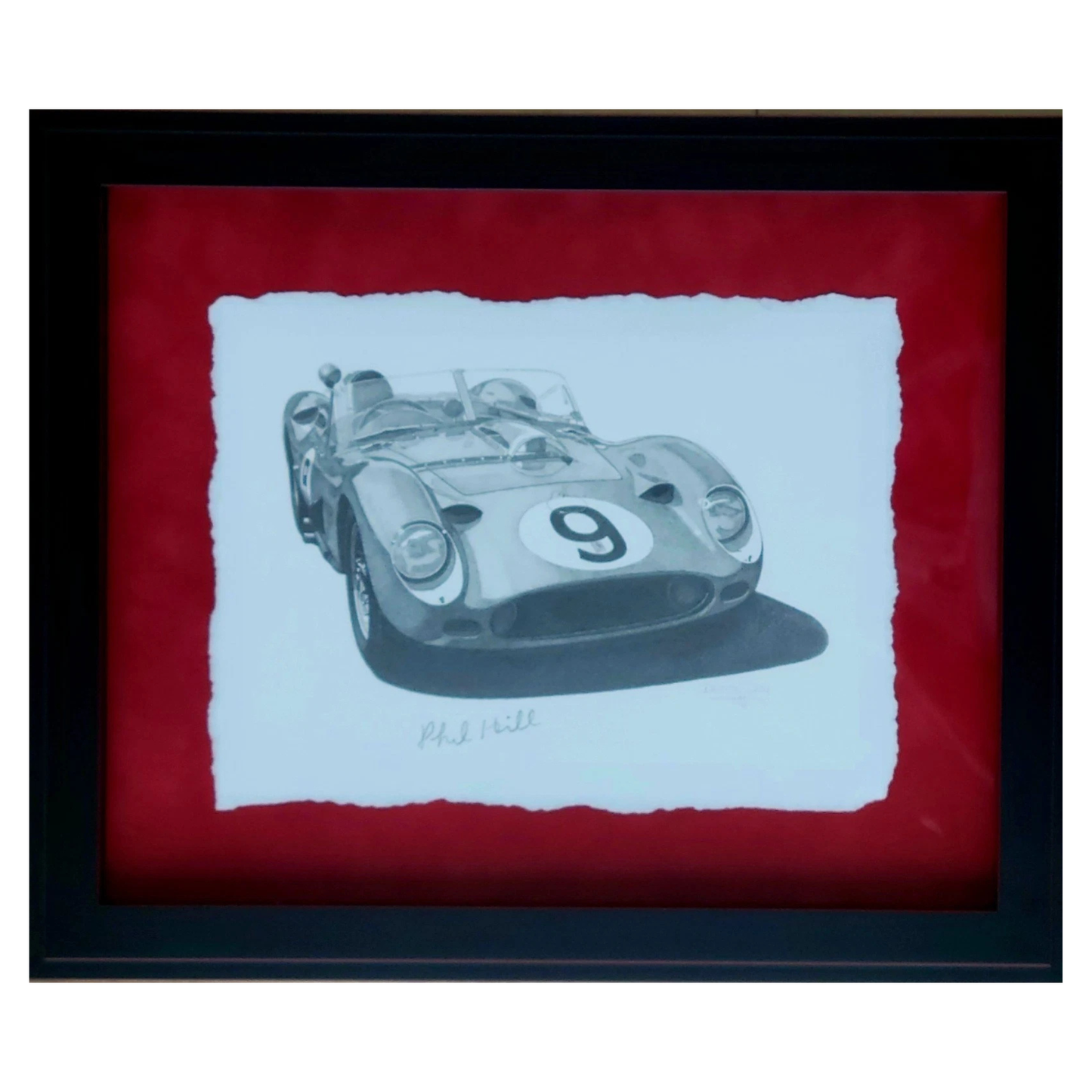 Original Ferrari 250 Testa Rossa Pencil Drawing Signed by Phil Hill | Danny Day Automotive Art