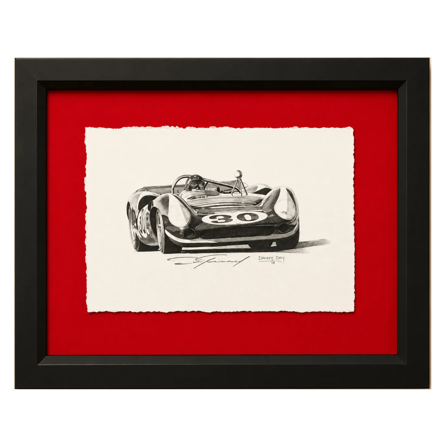 Original Lola T70 Can-Am Pencil Drawing Signed by Dan Gurney | Danny Day Artwork