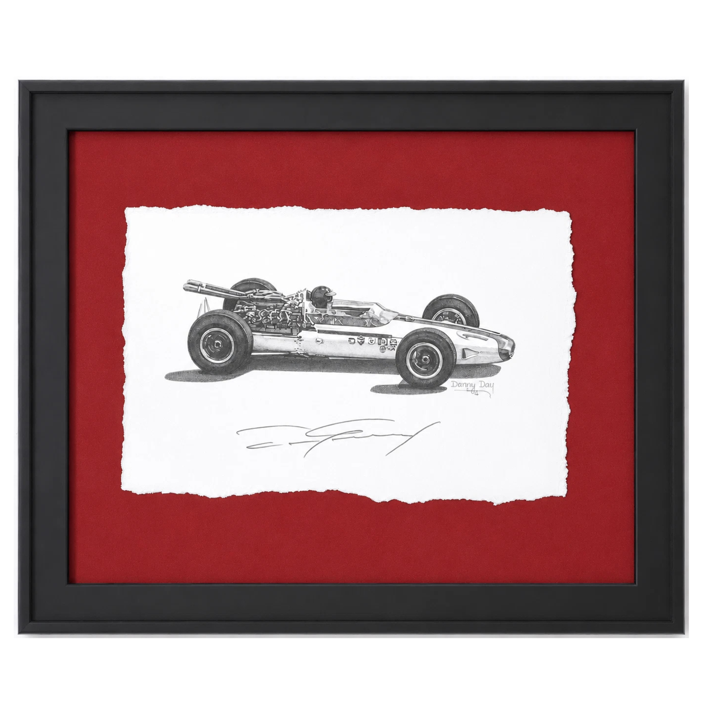 Original Lotus 34-Ford Indy 500 Pencil Drawing Signed by Dan Gurney | Danny Day Artwork