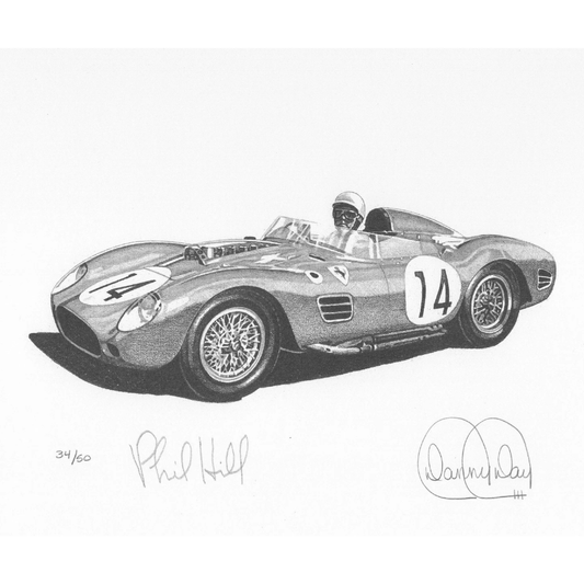 1959 Ferrari Testa Rossa Lithograph Signed by Phil Hill | Danny Day Artwork