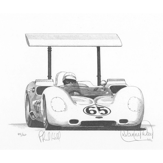 1966 Chaparral 2E Lithograph Signed by Phil Hill | Danny Day Artwork