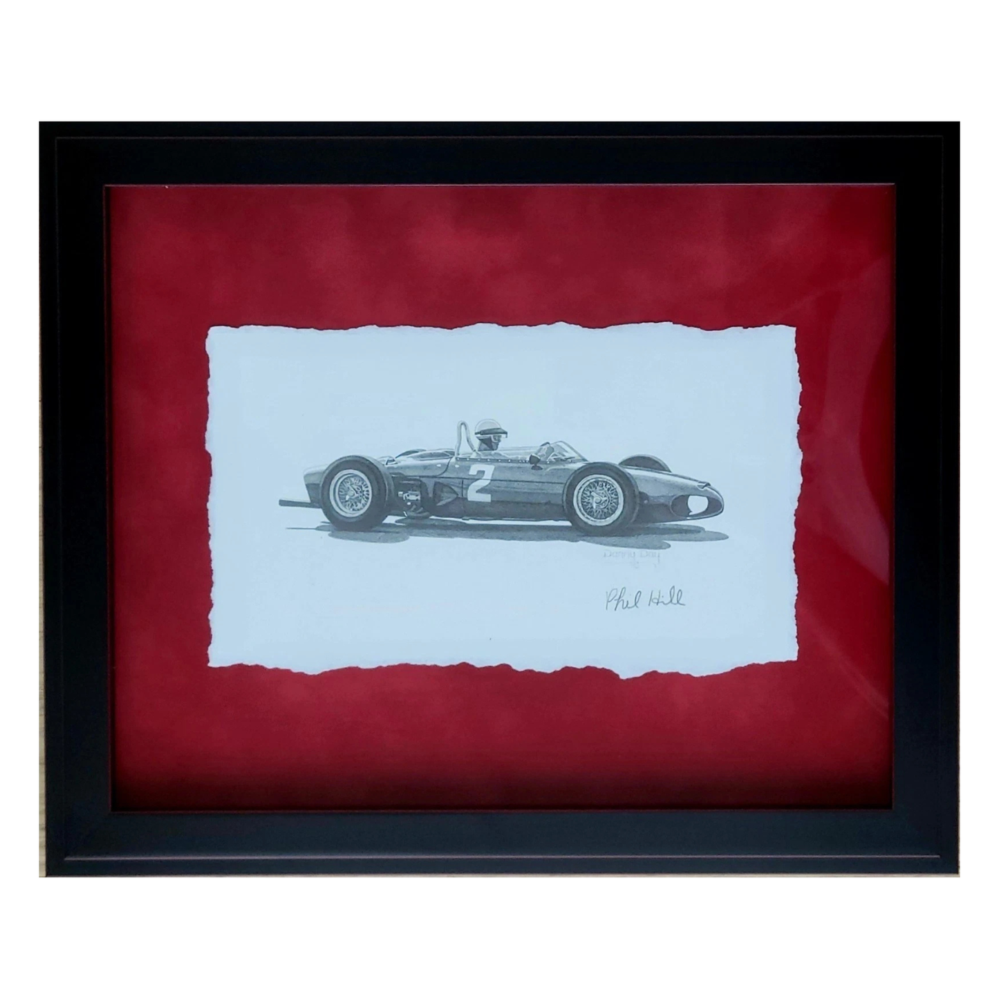 Original Ferrari 156 "Sharknose" Pencil Drawing Signed by Phil Hill | Danny Day Artwork