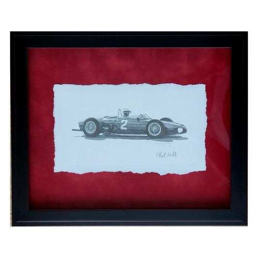Original Ferrari 156 "Sharknose" Pencil Drawing Signed by Phil Hill | Danny Day Artwork