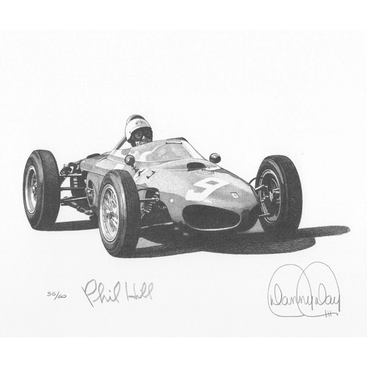 Ferrari 156 Sharknose F1 Lithograph Signed by Phil Hill | Danny Day Artwork