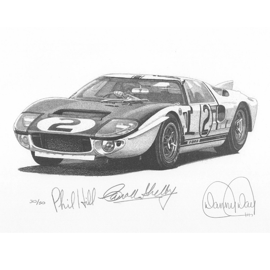 Ford GT40 Chassis 107 Lithograph Signed by Phil Hill & Carroll Shelby | Danny Day Artwork