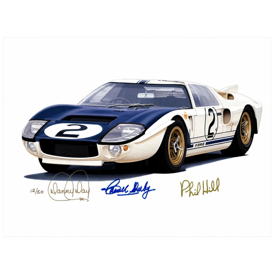 Ford GT40 Giclée on Canvas Signed by Carroll Shelby & Phil Hill | Danny Day Artwork