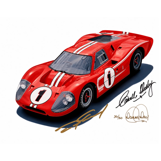 Ford GT40 Mk IV Giclée on Canvas Signed by Carroll Shelby & Dan Gurney | Danny Day Artwork