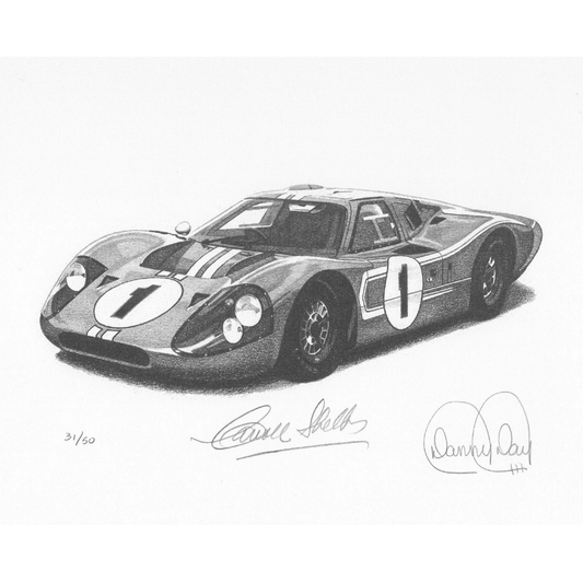 Ford GT40 Mk IV Le Mans Lithograph Signed by Carroll Shelby | Danny Day Artwork