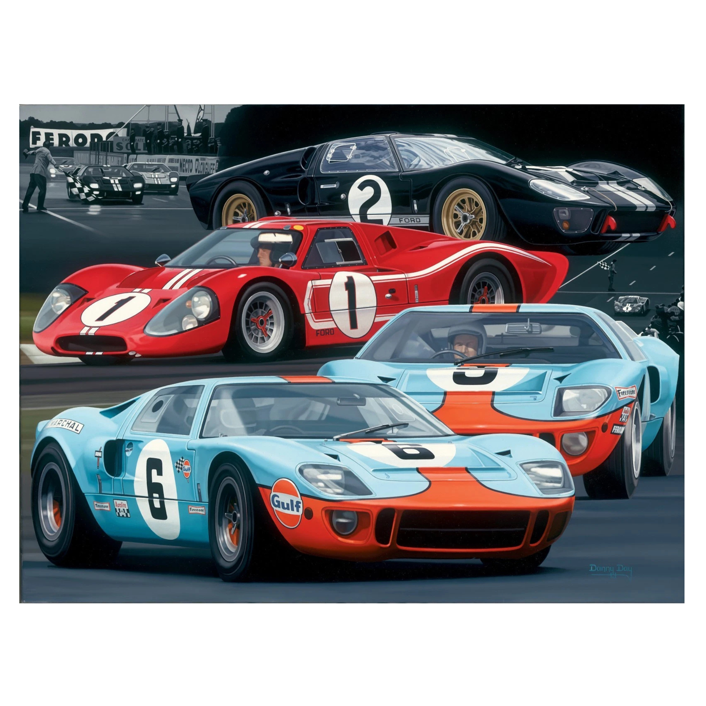 GT40 Legends Artist Proof Signed by Carroll Shelby & Dan Gurney | Danny Day Automotive Artwork