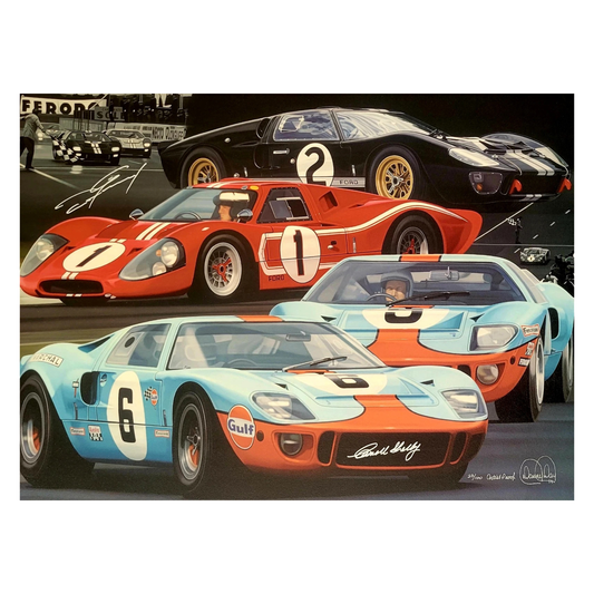 GT40 Legends Artist Proof Signed by Carroll Shelby & Dan Gurney | Danny Day Automotive Artwork