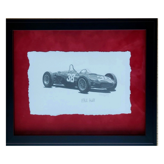 Original Ferrari 156 "Sharknose" Formula One Pencil Drawing Signed by Phil Hill | Danny Day Artwork