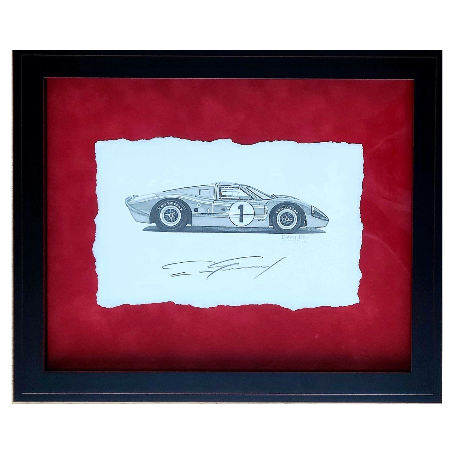 Original Ford GT40 Mark IV Pencil Drawing Signed by Dan Gurney | Danny Day Artwork