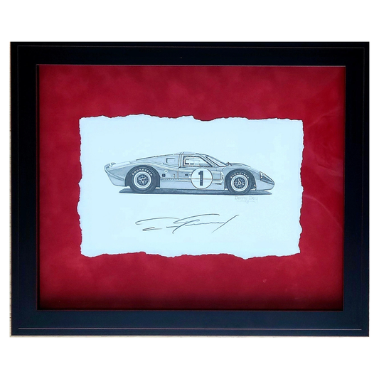 Original Ford GT40 Mark IV Pencil Drawing Signed by Dan Gurney | Danny Day Artwork