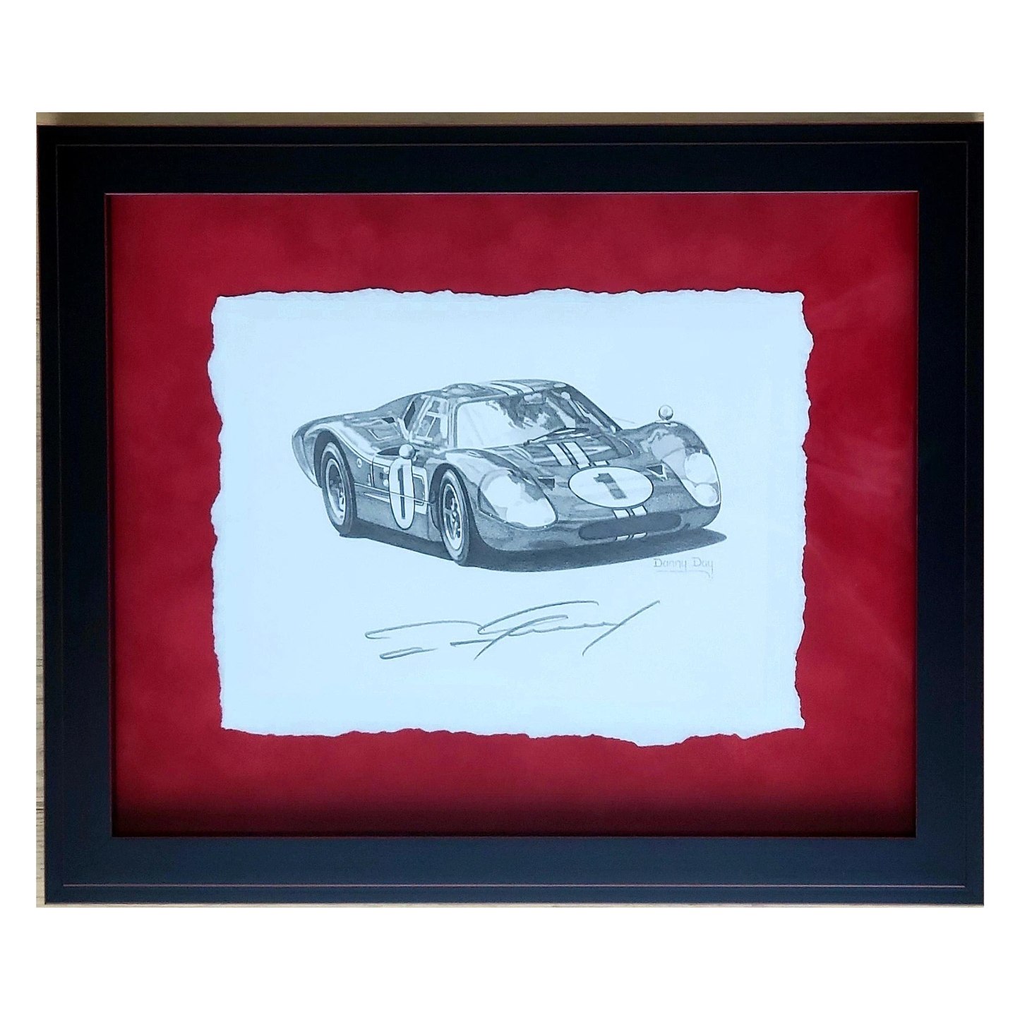Original Ford GT40 Mk I Le Mans Pencil Drawing Signed by Dan Gurney | Danny Day Artwork