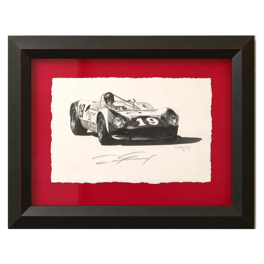 Original Lola T70 Pencil Drawing Signed by Dan Gurney | Danny Day Artwork